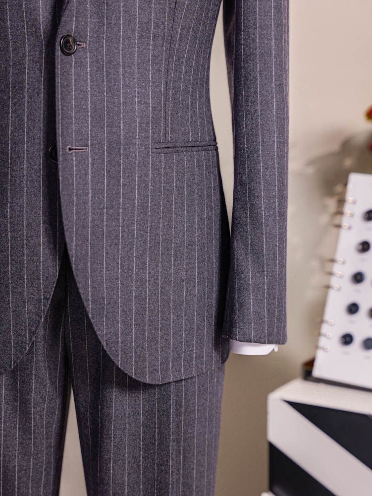 Grey Pinstripe Suit — produced by JINGTANG