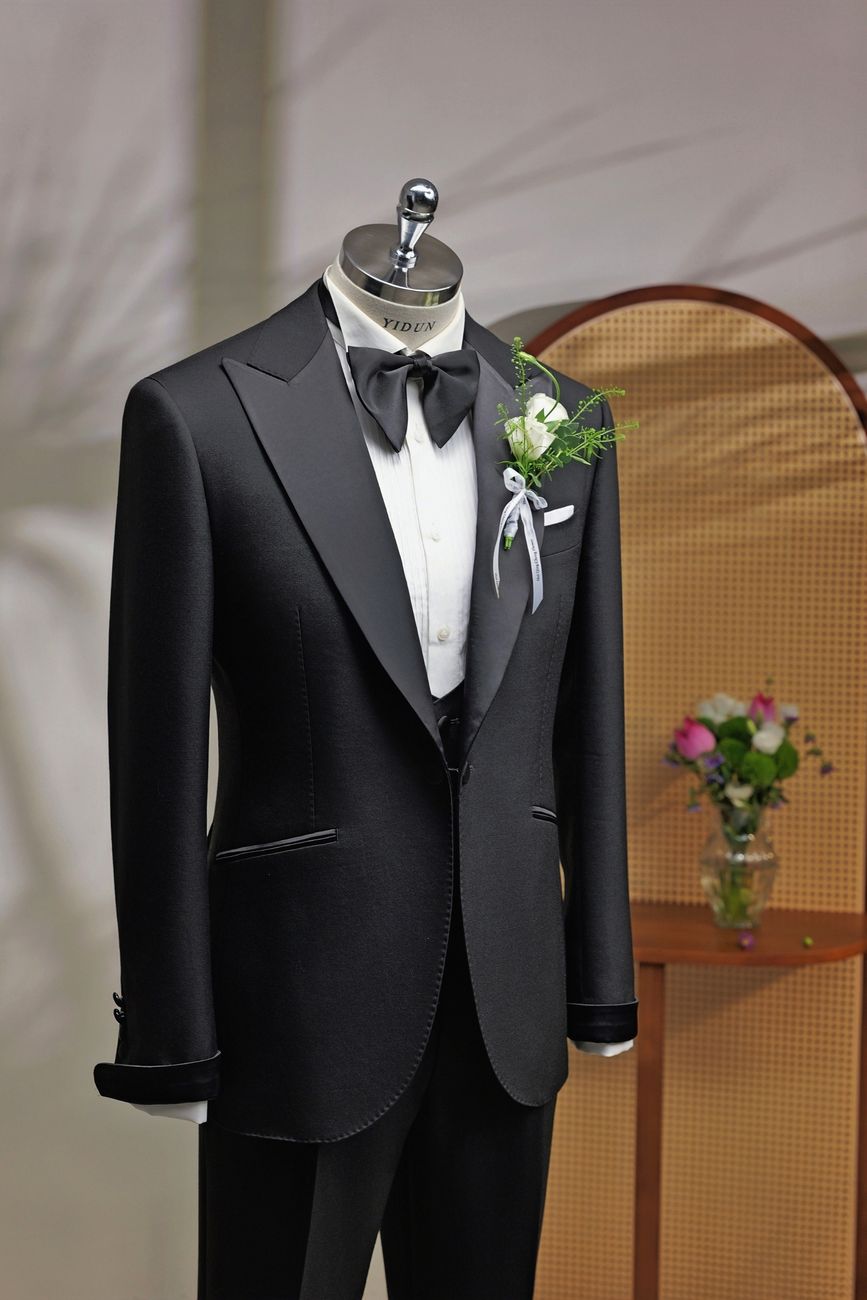 Black Satin Peak Lapel Tuxedo — view 4 of 10