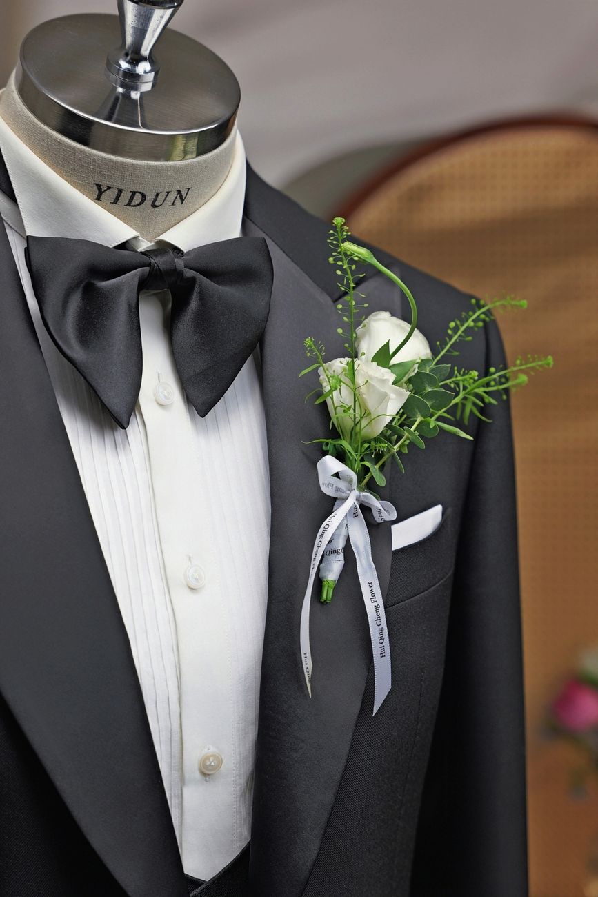 Black Satin Peak Lapel Tuxedo — view 5 of 10