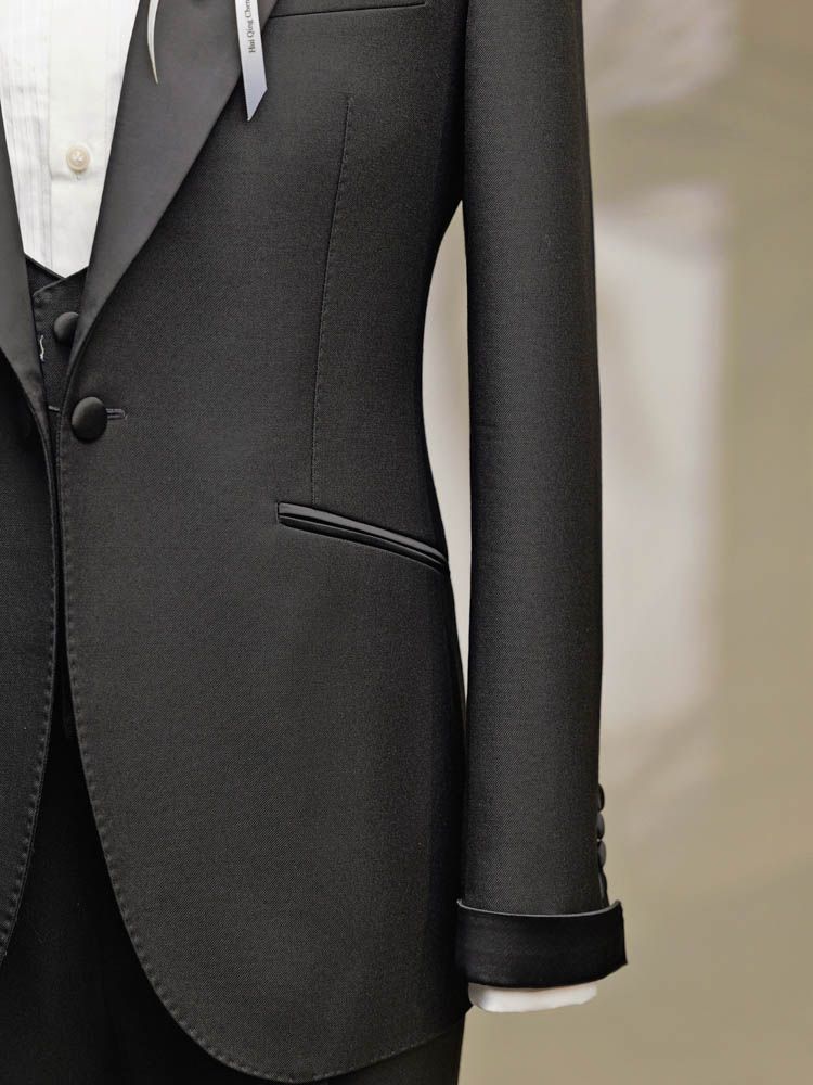 Black Satin Peak Lapel Tuxedo — view 7 of 10