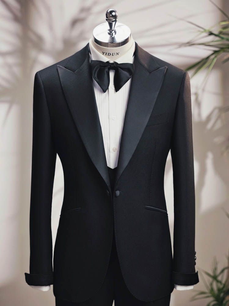 Black Satin Peak Lapel Tuxedo — view 9 of 10